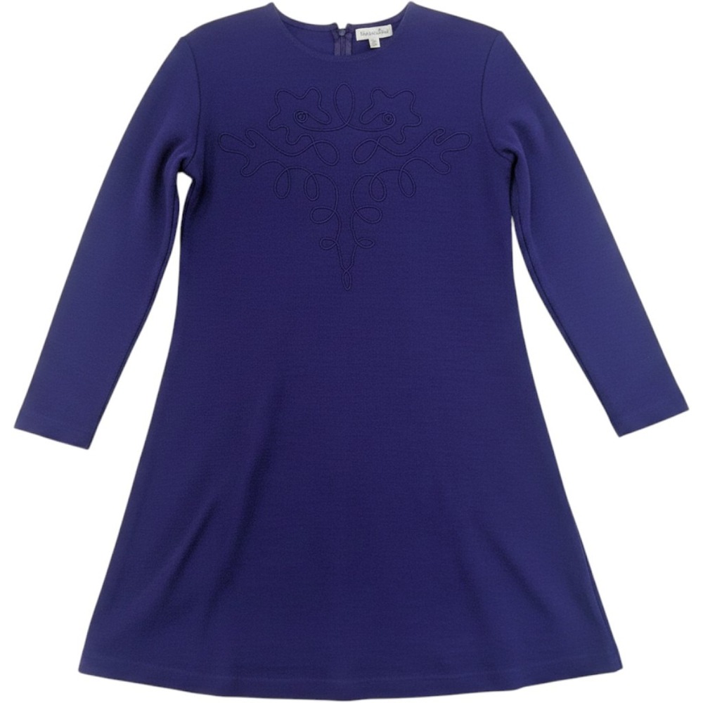 Liz Claiborne Petite Purple Wool Blend Knit A-Line Dress Long Sleeve Soutache S